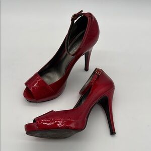 Jessica Simpson Ruby Red Patent Leather Heels, 7.5